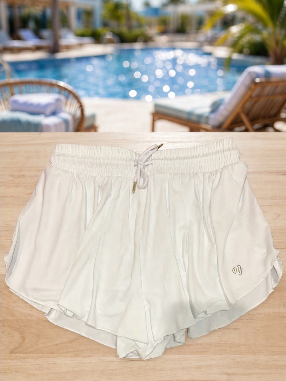 Justice White Swim Cover Shorts with Drawstring